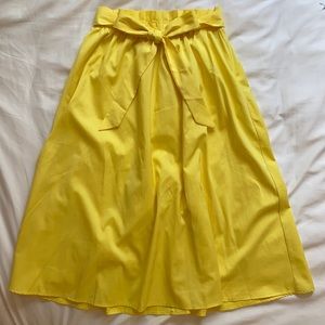 Yellow A-Line midi Skirt